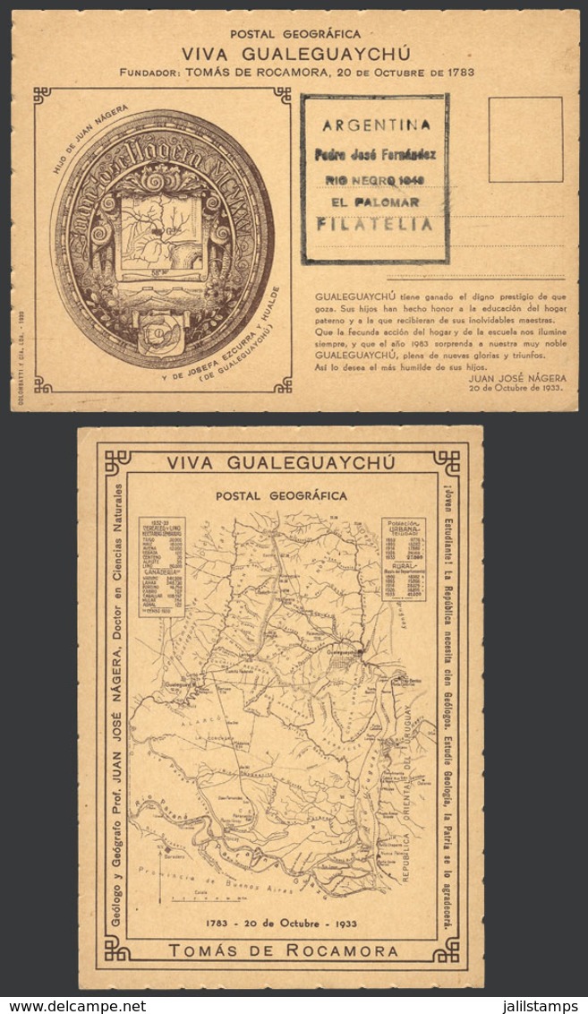 331 ARGENTINA: GUALEGUAYCHÚ: Map Of The Area, Ed. Colombatti, Circa 1933, VF Quality - Argentina