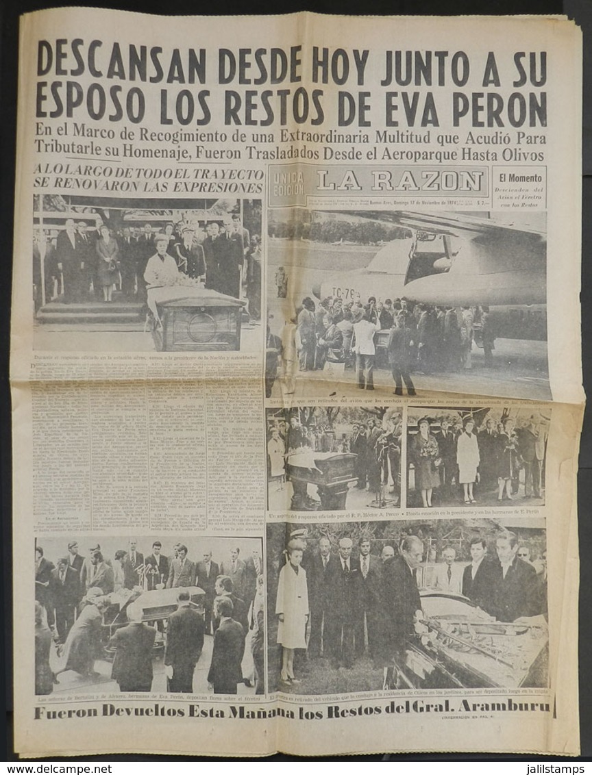 500 ARGENTINA: Newspaper "La Razón" Of Buenos Aires, 17 November 1974, 12 Pages, Featurin - Autres & Non Classés