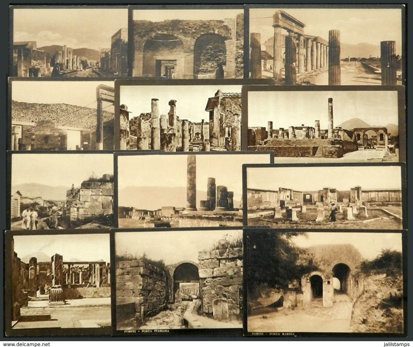 1224 ITALY: POMPEI: Lot Of 12 Old And Unused Postcards, With Good Views, VF Quality! - Autres & Non Classés