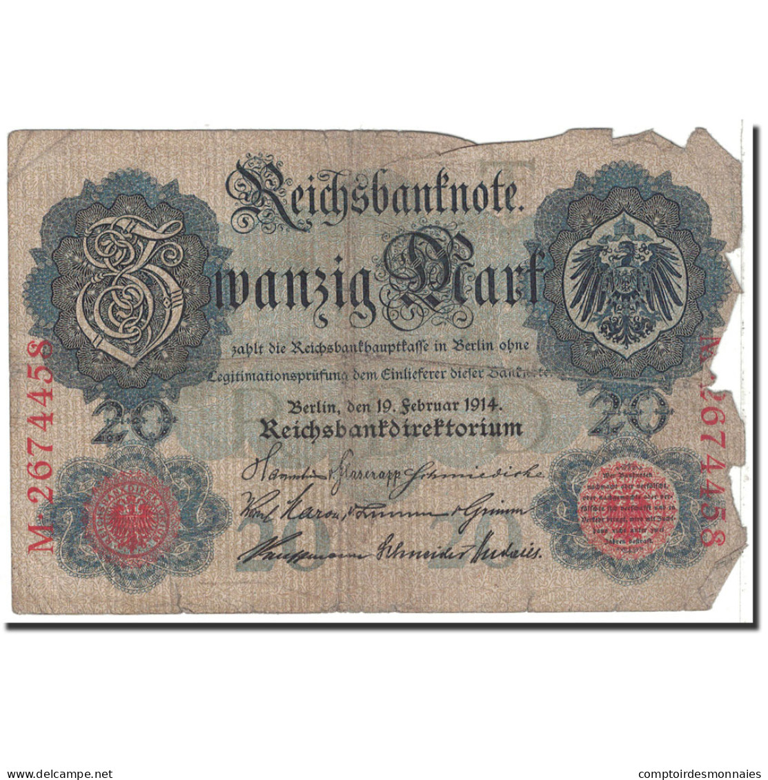 Billet, Allemagne, 20 Mark, 1914, 1914-02-19, KM:46b, B - 10 Mark