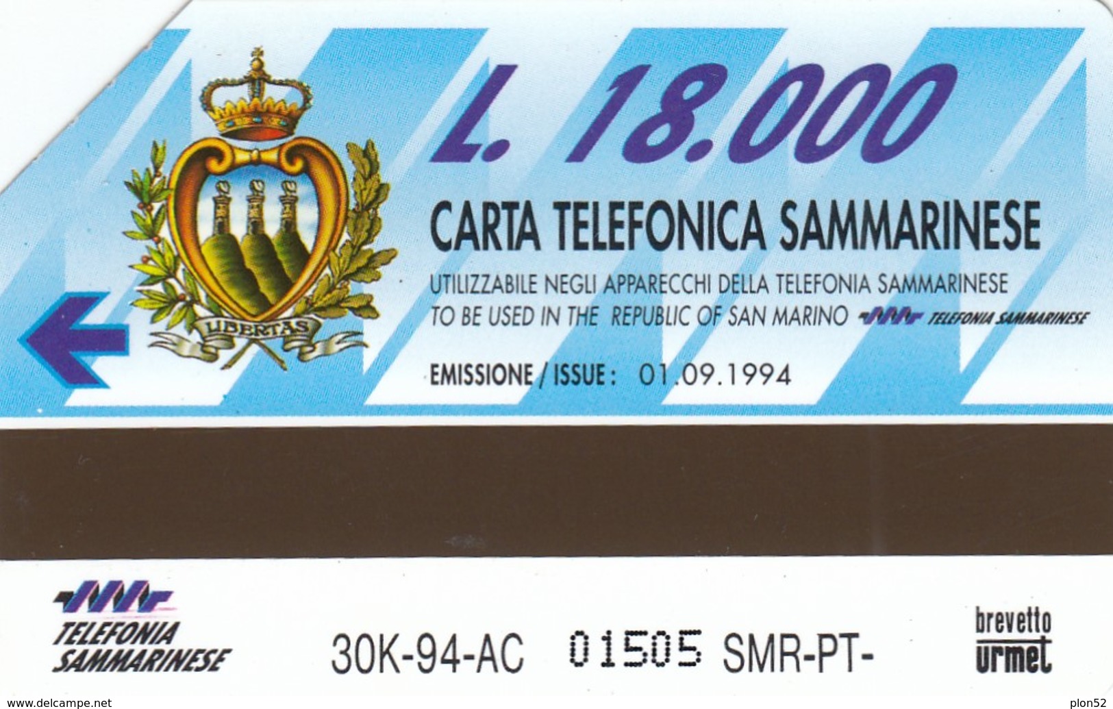 11930 - SCHEDA TELEFONICA DA L.18000 -1994 - S.MARINO - USATA - San Marino