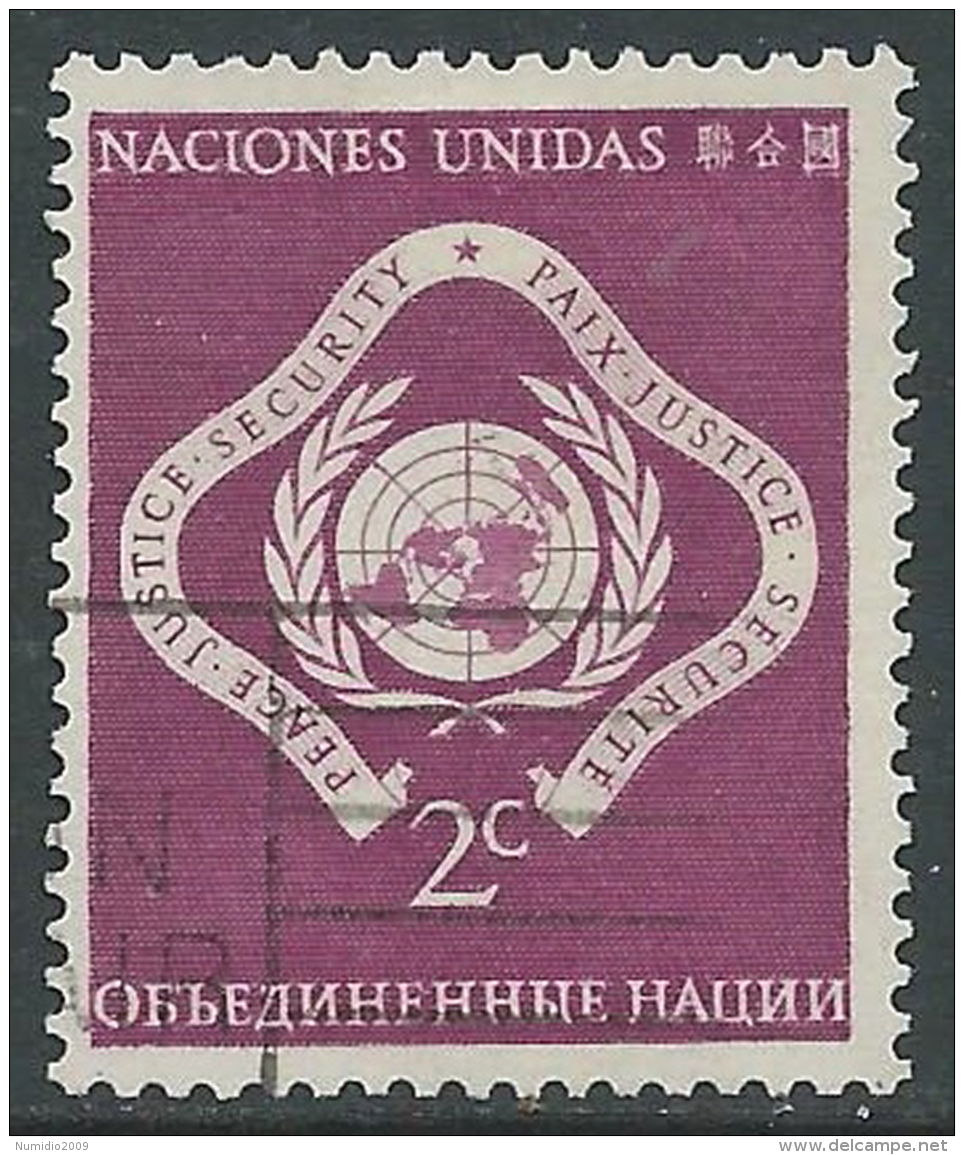 1951 NAZIONI UNITE NEW YORK USATO SOGGETTI DIVERSI 2 CENT - Z12-2 - Oblitérés