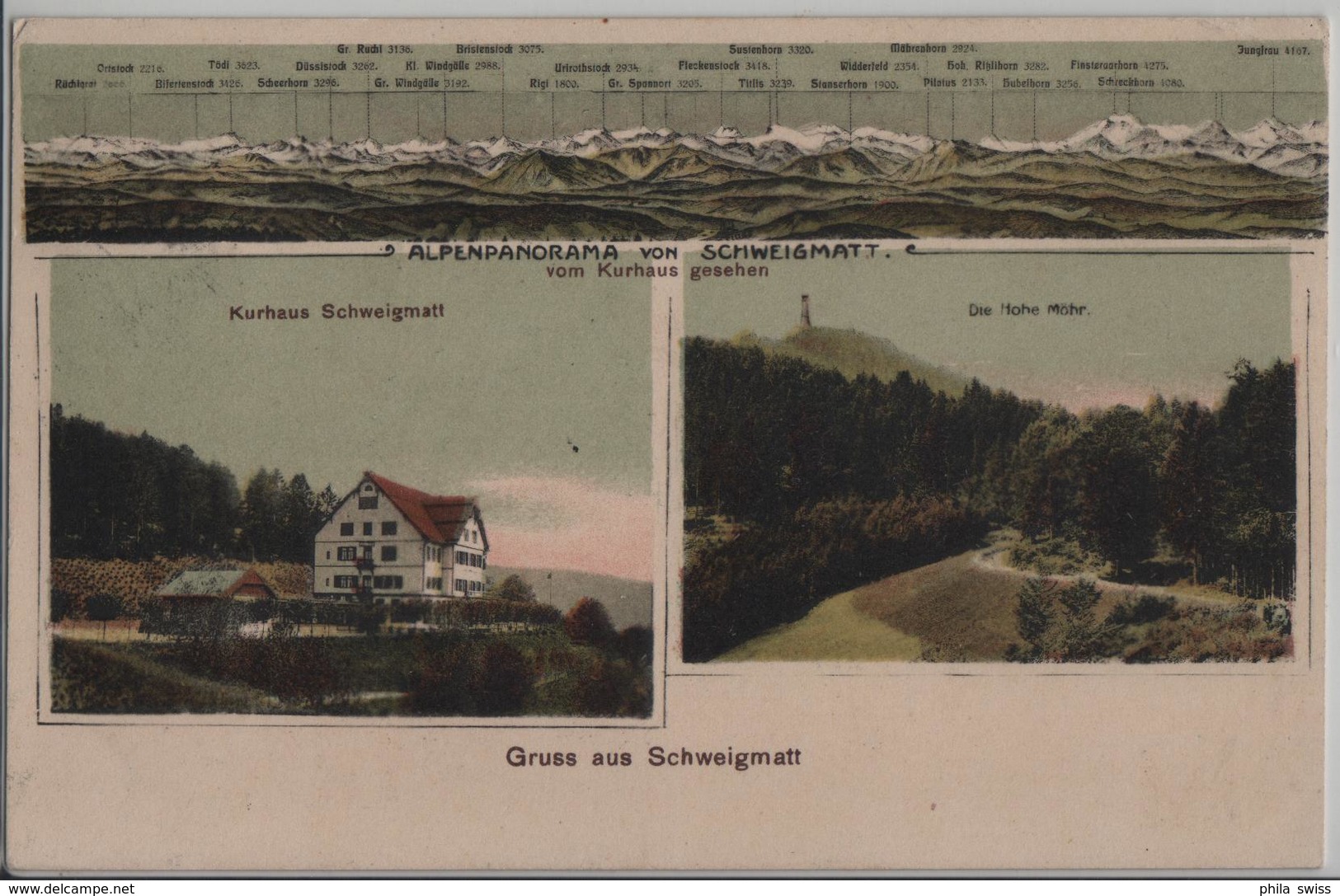 Gruss Aus Schweigmatt - Alpenpanorama Von Schweigmatt - Kurhaus Schweigmatt - Die Hohe Möhre - Schopfheim