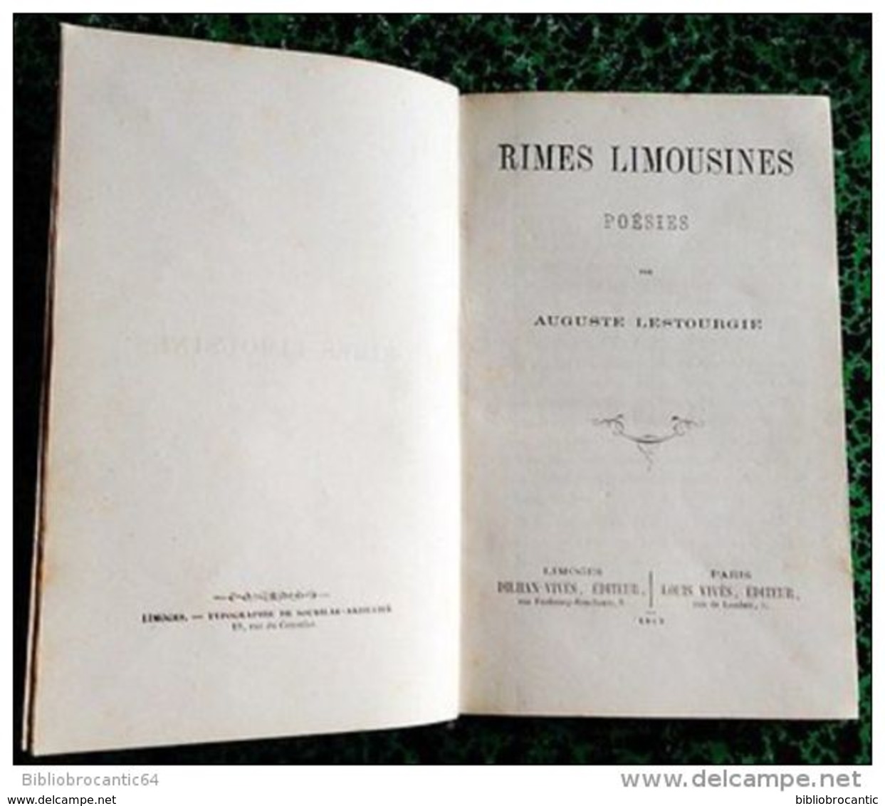 *RIMES LIMOUSINES* POESIES Par Auguste LESTOURGIE - E. O. 1863 - Auvergne