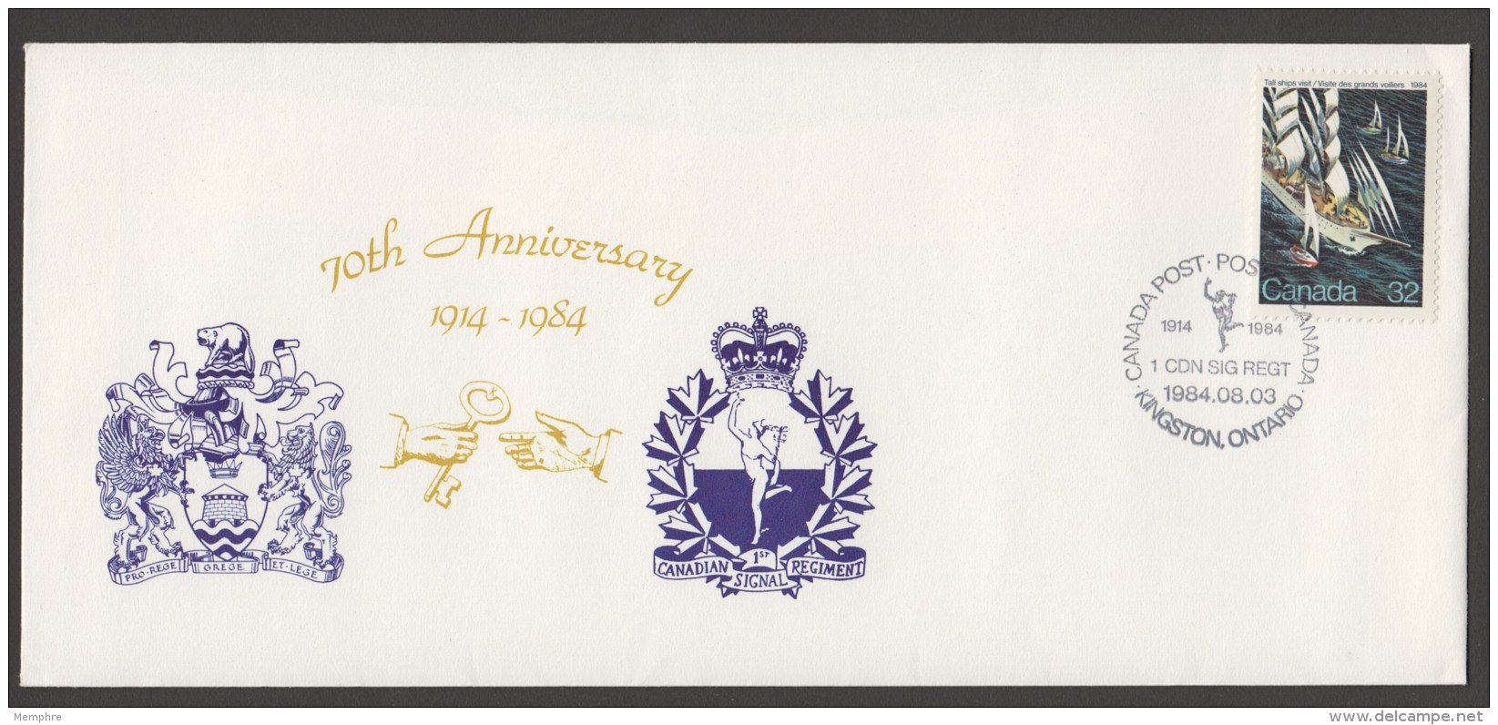 MILITARY -  Canadian First Signal Regiment 75th  Ann - With Insert - Enveloppes Commémoratives