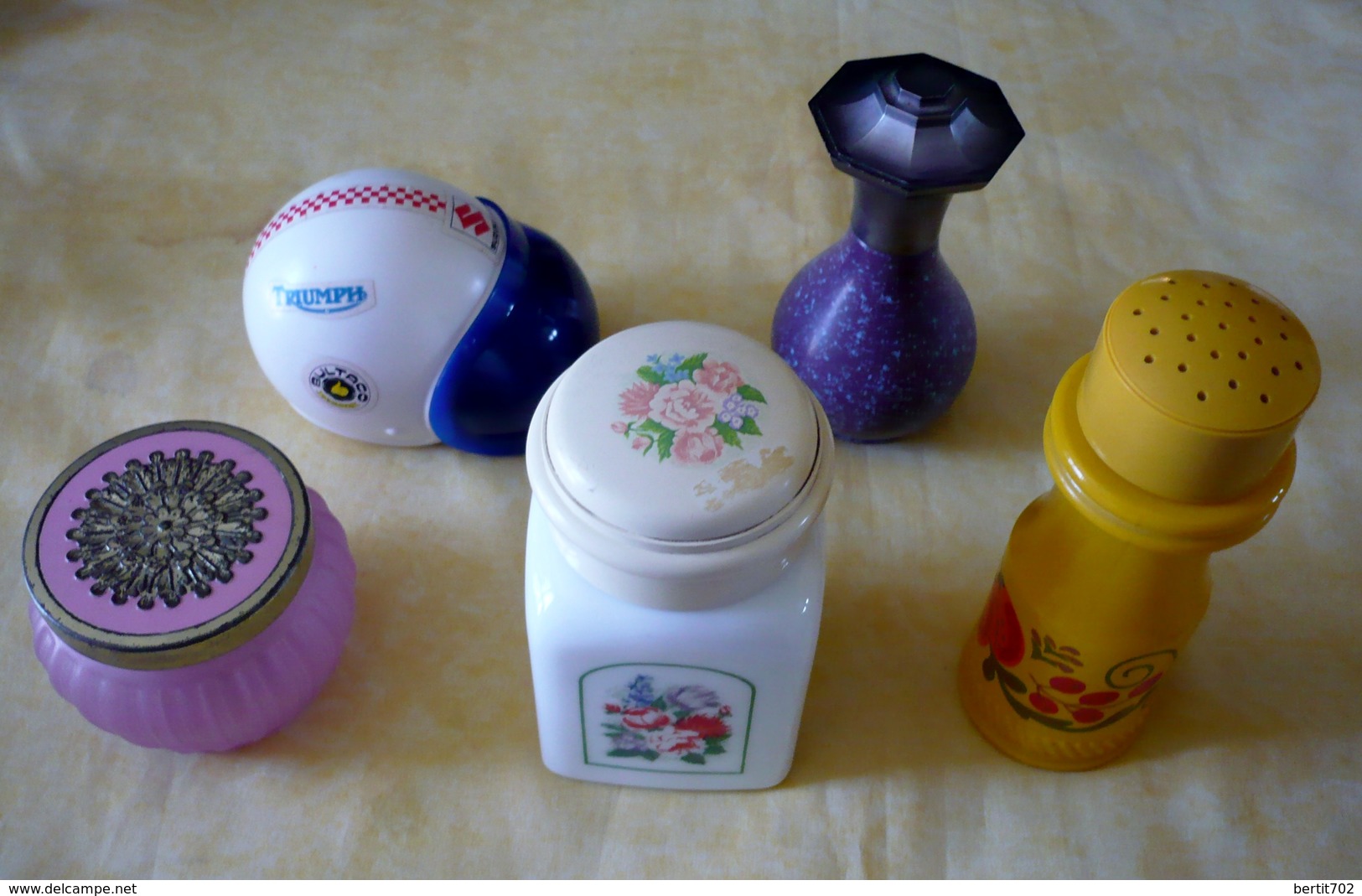 Lot De 5 Flacons, Pots , Casque Moto  - AVON  Parfum, Creme ,eau De Toilette - Flakons (leer)