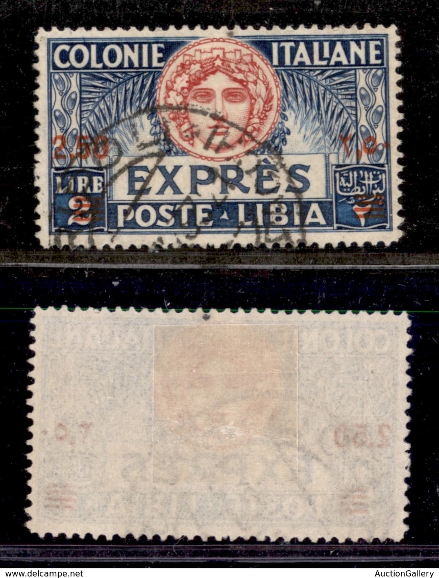 1845 COLONIE - LIBIA - 1926 - 2,50 Lire Su 2 Lire Espresso (10) - Usato (40) - Other & Unclassified