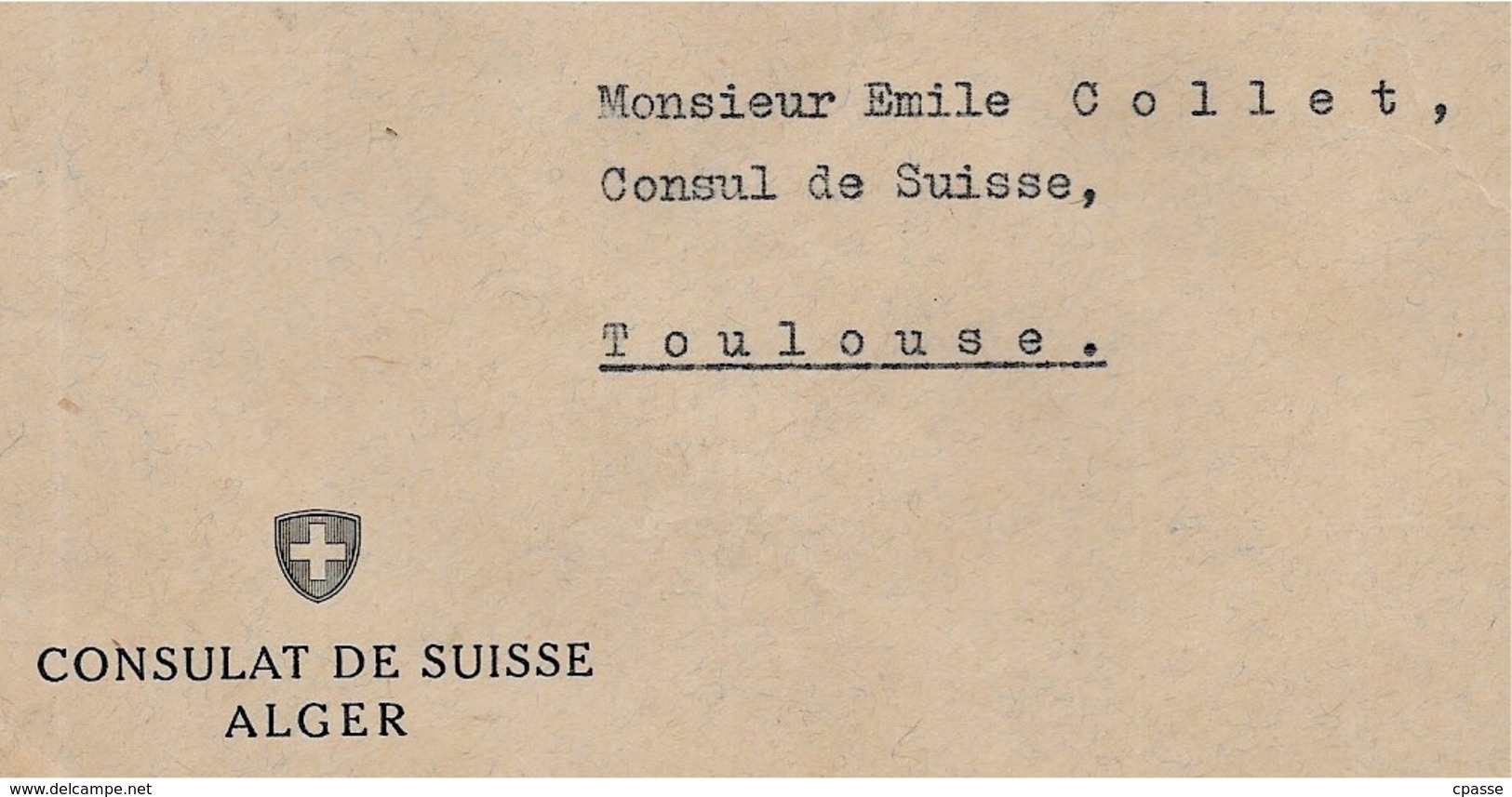 1947 Lettre Par Avion ALGER Algérie Par Consulat De Suisse à Destination Consul 31 TOULOUSE Affranchissement Composé - Airmail