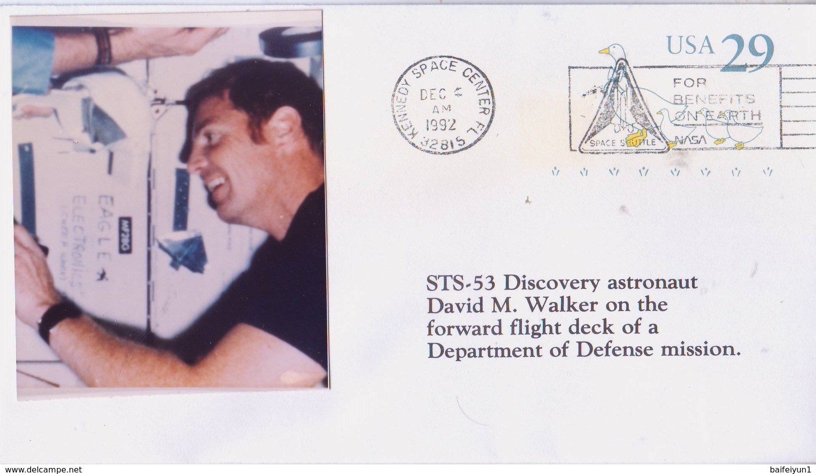 1992 USA Space Shuttle Discovery STS-53  David M. Walker Commemorative Cover - Noord-Amerika