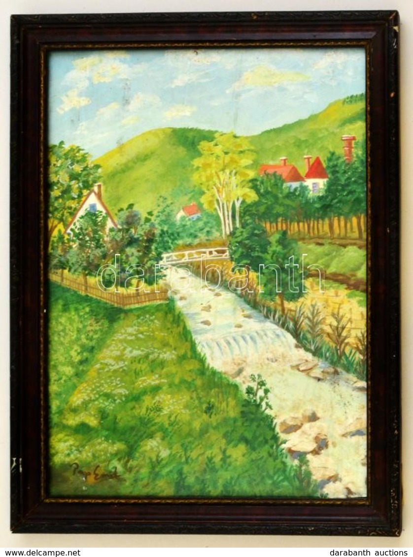 Pap Jelzéssel:  Patak. Akvarell, Papír, üvegezett Keretben, 38×29 Cm - Sonstige & Ohne Zuordnung