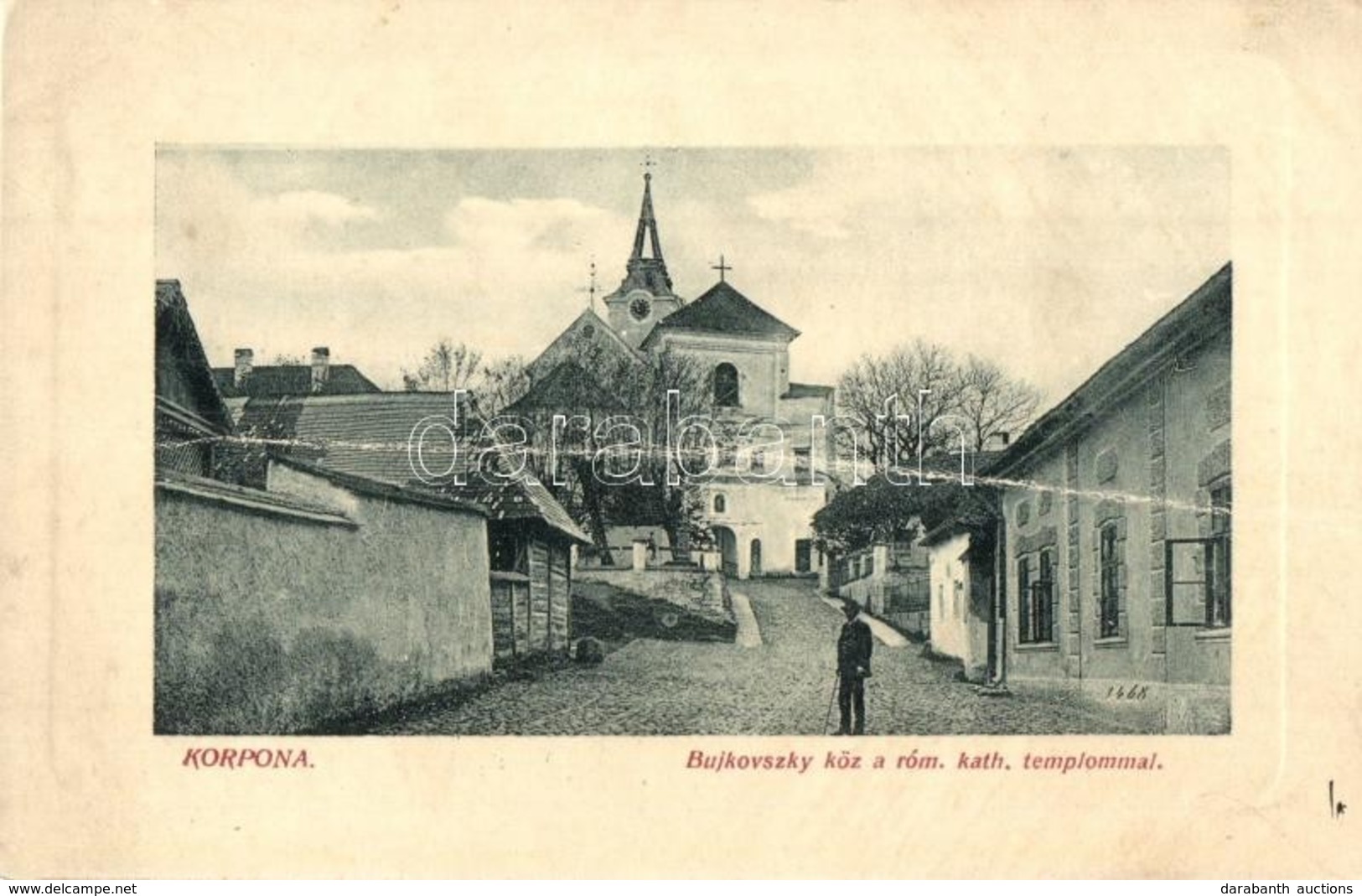 * T4 Korpona, Krupina; Bujkovszky Köz, Római Katolikus Templom. W. L. Bp. 4776. Kiadja Reviczky Frigyes / Catholic Churc - Non Classés