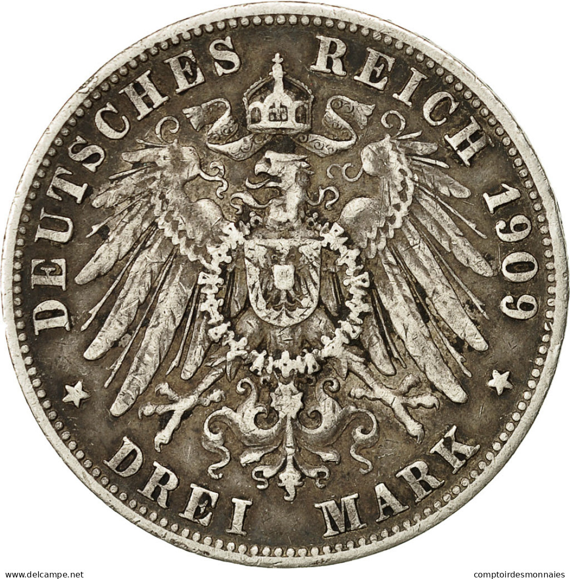Monnaie, Etats Allemands, WURTTEMBERG, Wilhelm II, 3 Mark, 1909, Freudenstadt - Autres & Non Classés