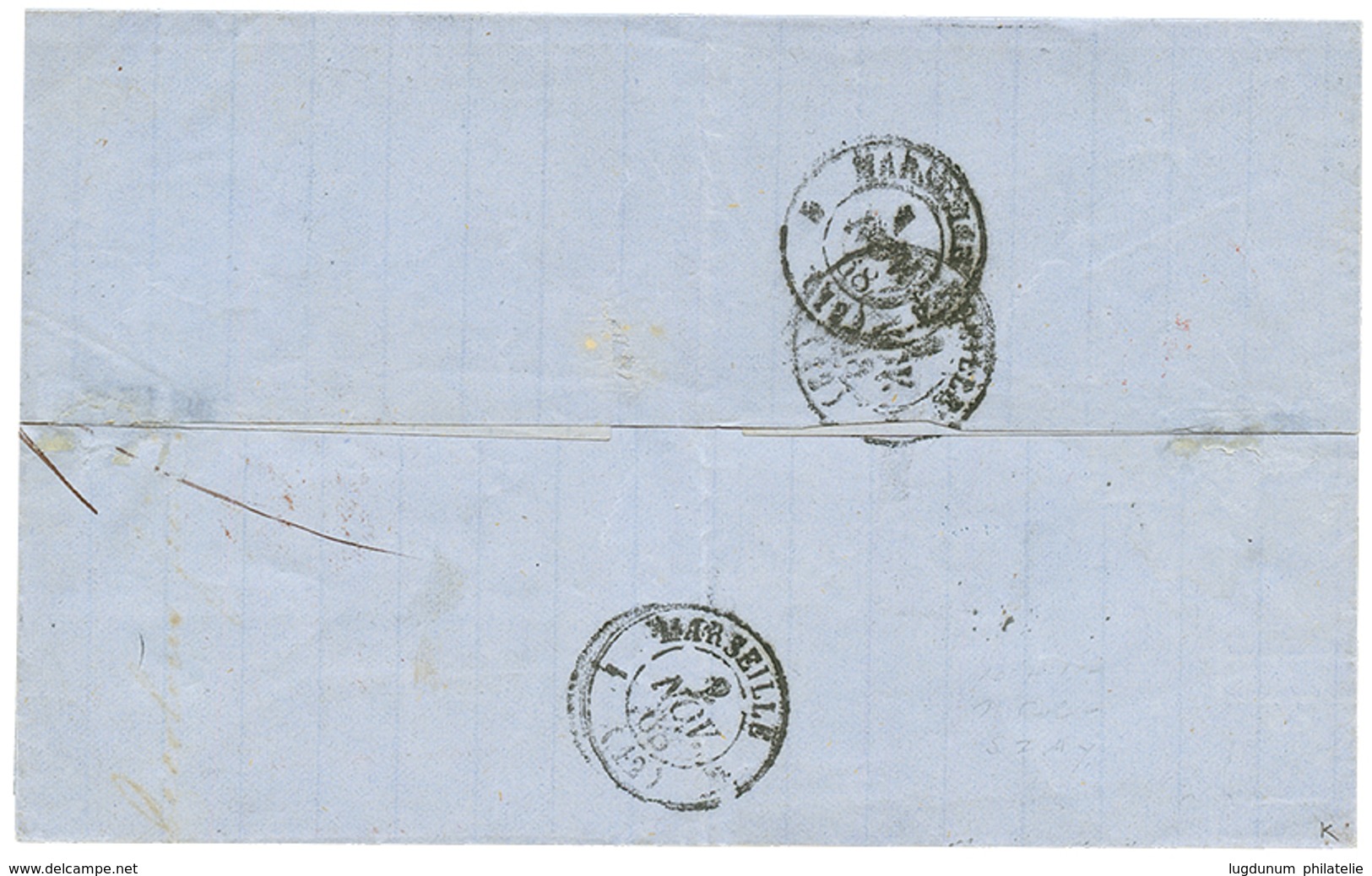 339 INDES : 1868 AIGLE 20c + 40c TTB Margés Obl. INDE + ETAB. FR. DE L'INDE PONDICHERY Sur Lettre Pour La FRANCE. TB. - Altri & Non Classificati