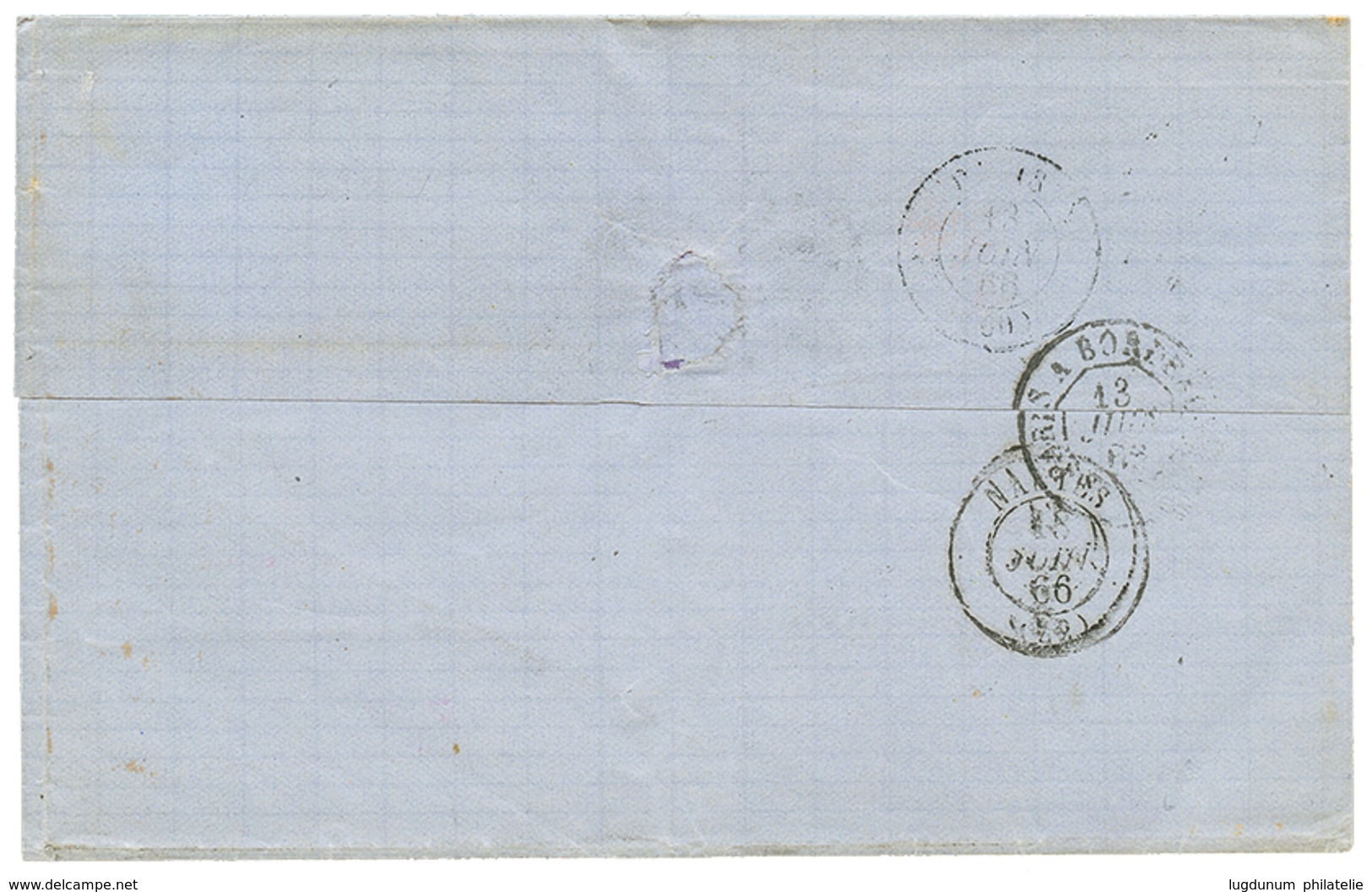 342 MARTINIQUE : 1866 AIGLE 10c+ 20c +40c Obl. MQE Sur Lettre De ST PIERRE Pour NANTES. TTB. - Altri & Non Classificati