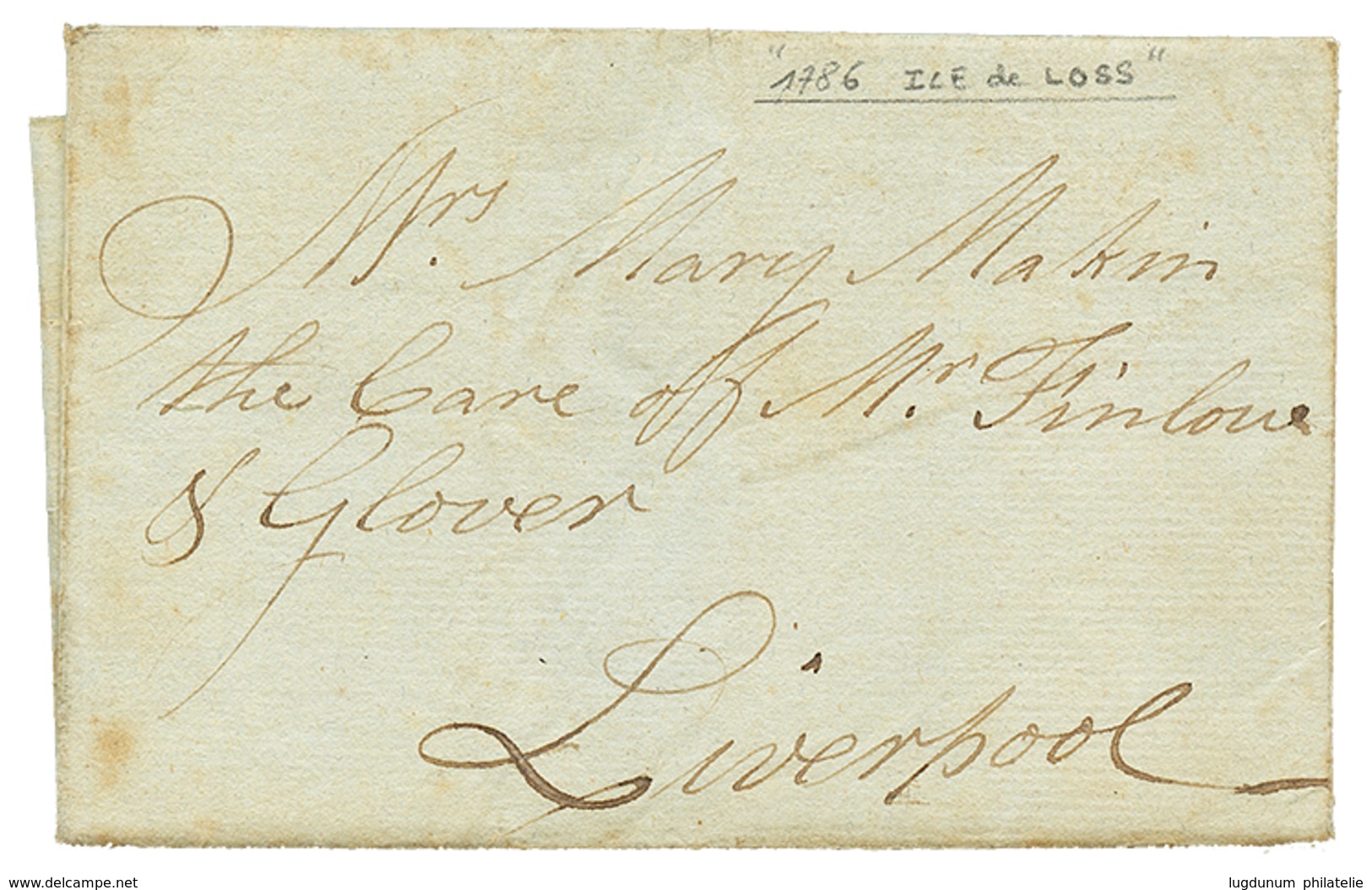 372 "1ère Lettre Connue En Provenance De GUINEE " : 1786 Lettre Avec Texte Daté "ILE De LOSS 28 Dec 1786" Pour LIVERPOOL - Altri & Non Classificati