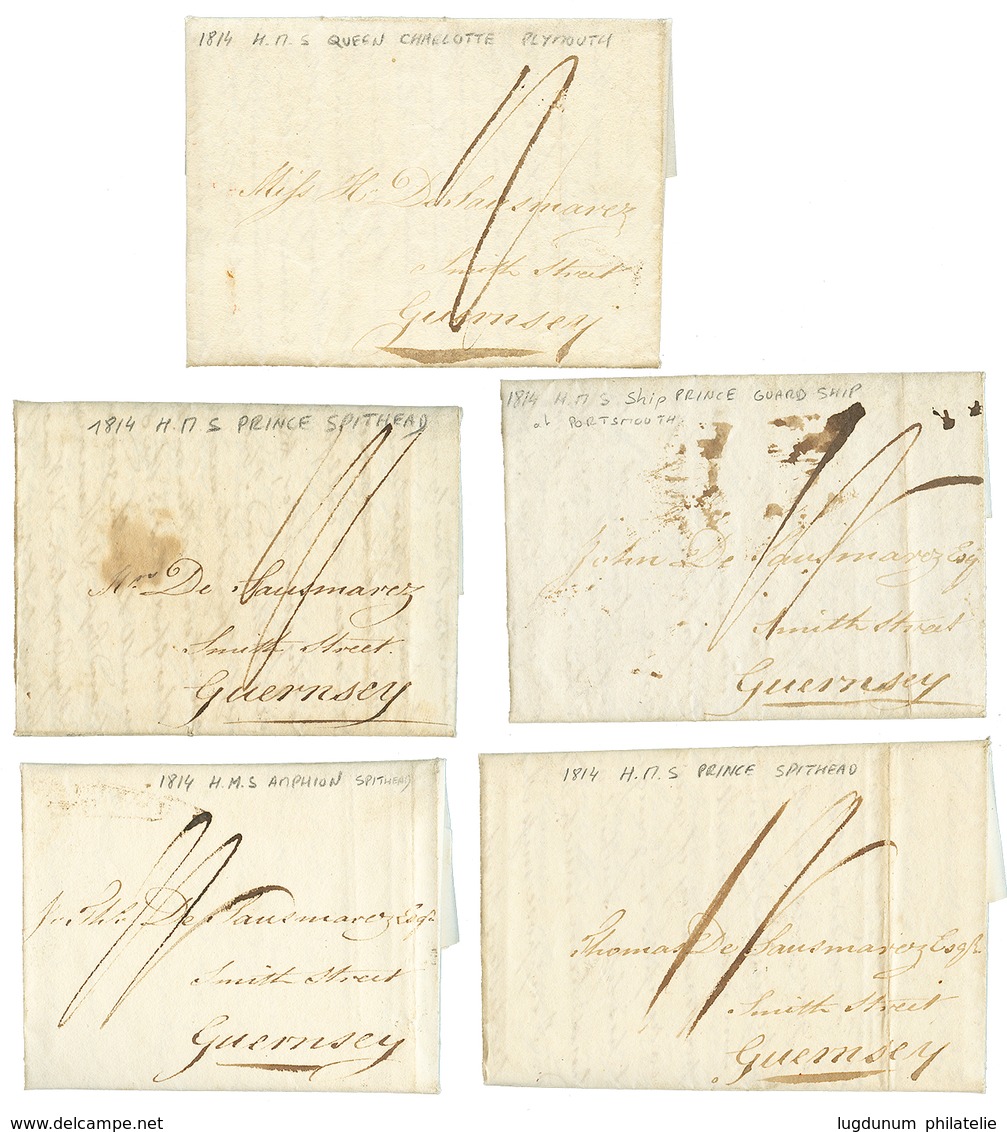 560 1814/29 20 Entire Letters From Durell SAUSMANEZ Written Whilst Serving On Various NAVAL Ships To His Family In GUERN - Guernsey