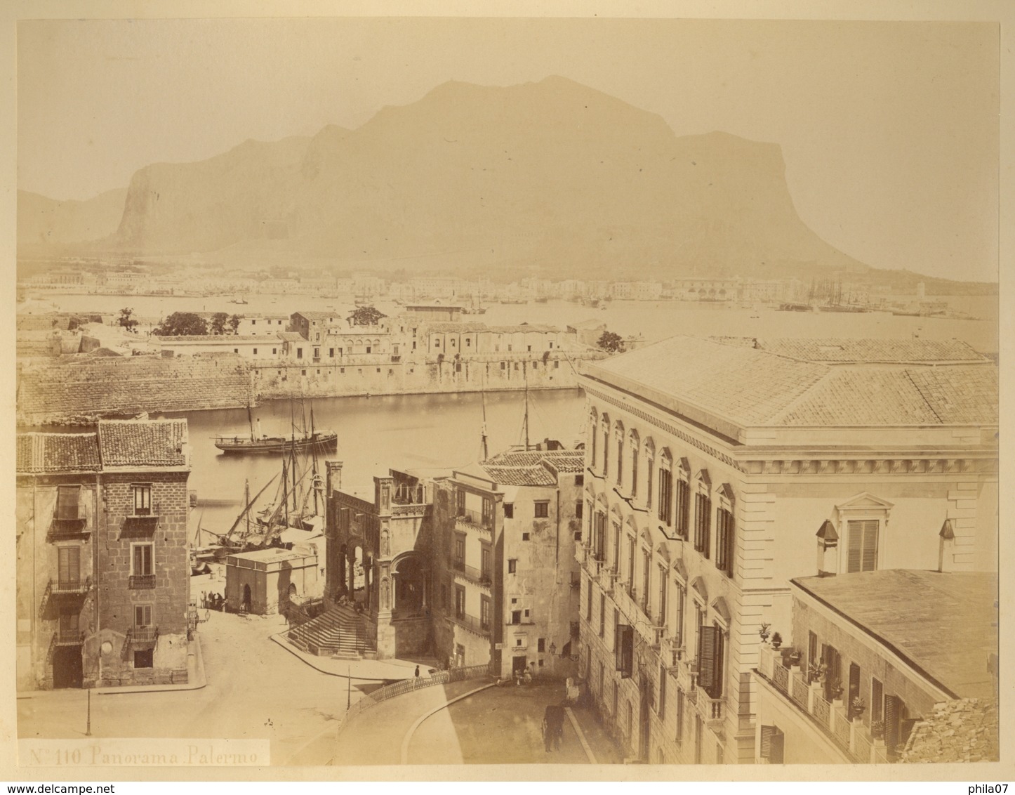 Italy - No. 110 Panorama Palermo. Dry Cancel Of Photograph, Photo Dimension 24.8x19 Cm / 4 Scans - Anciennes (Av. 1900)