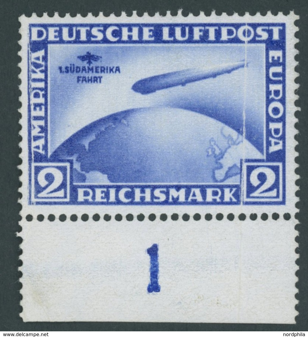 Dt. Reich 438Y **, 1930, 2 M. Südamerikafahrt, Wz. Liegend, Mit Unterrand, Postfrisch, Senkrechter Knick Durch Die Marke - Usados