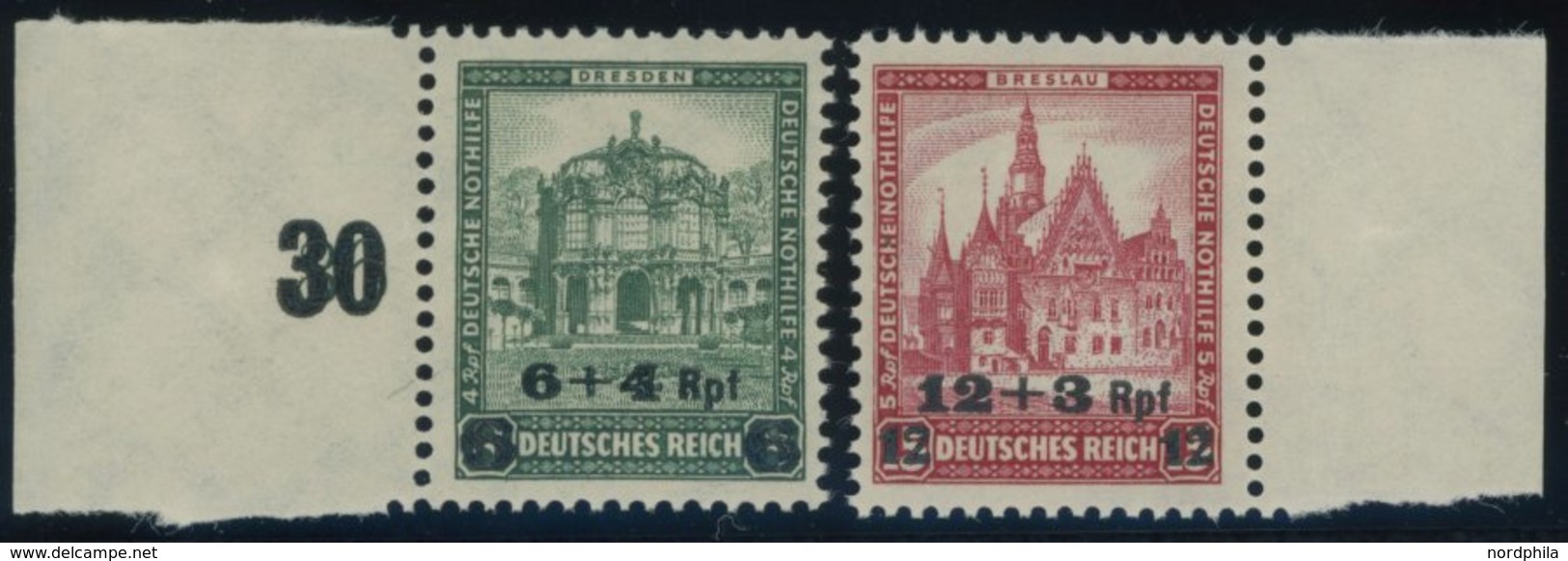 Dt. Reich 463/4 **, 1932, Nothilfe, Postfrischer Prachtsatz, Mi. 58.- - Usados