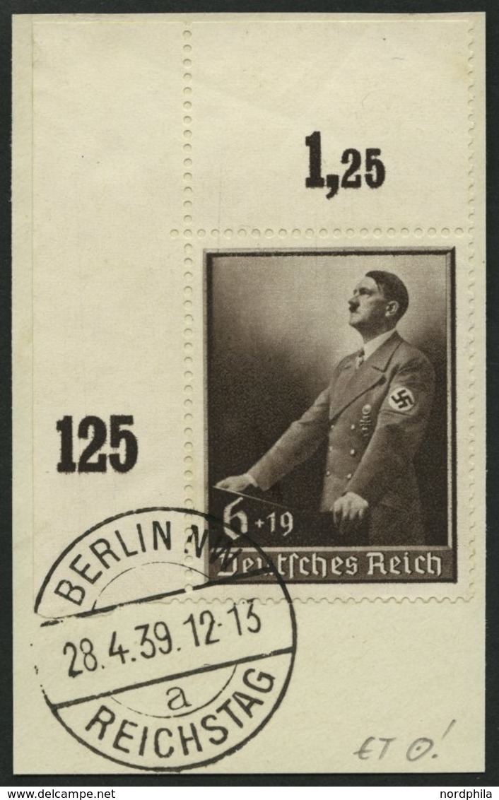 Dt. Reich 694 BrfStk, 1939, 6 Pf. Tag Der Arbeit, Obere Linke Bogenecke, Prachtbriefstück - Otros & Sin Clasificación