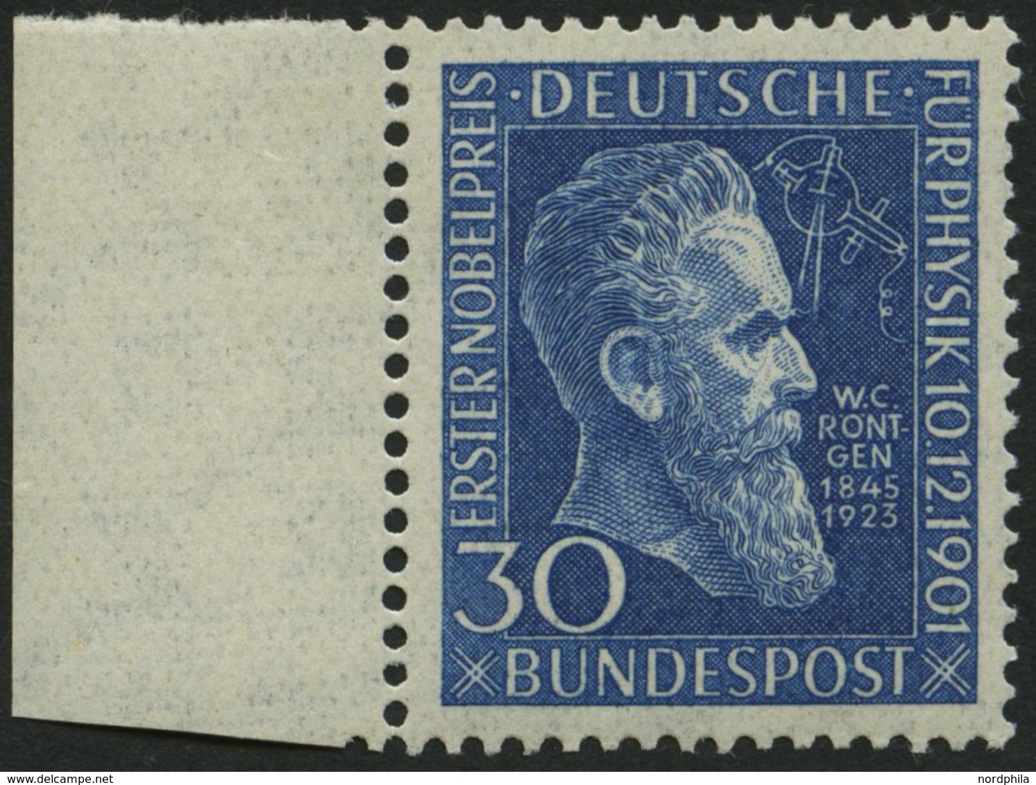 BUNDESREPUBLIK 147 **, 1951, 30 Pf. Röntgen Vom Linken Rand, Pracht, Mi. 80.- - Used Stamps