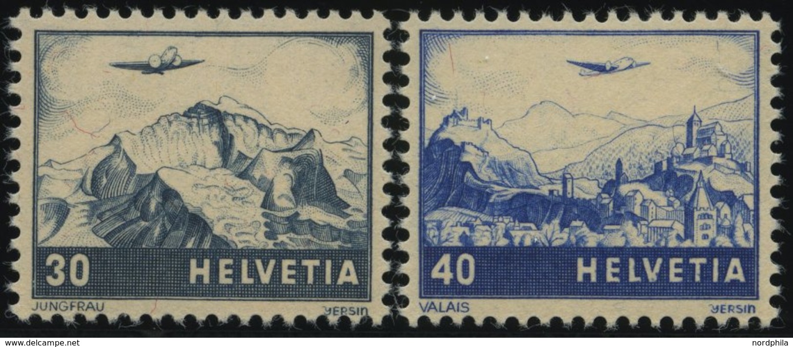 SCHWEIZ BUNDESPOST 506/7 **, 1948, Flugzeug über Landschaften, Pracht, Mi. 80.- - 1843-1852 Federale & Kantonnale Postzegels