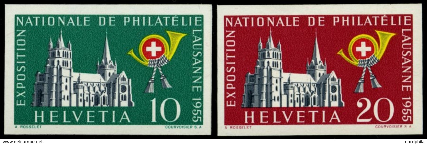 SCHWEIZ BUNDESPOST 611/2 **, 1955, Einzelmarken Lausanne, 2 Prachtwerte, Mi. 80.- - 1843-1852 Federale & Kantonnale Postzegels