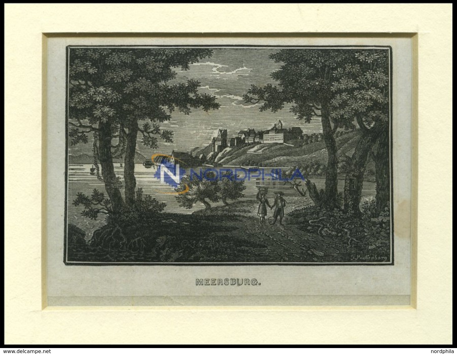 MEERSBURG, Gesamtansicht, Holzstich Von Heunisch Um 1840 - Lithografieën