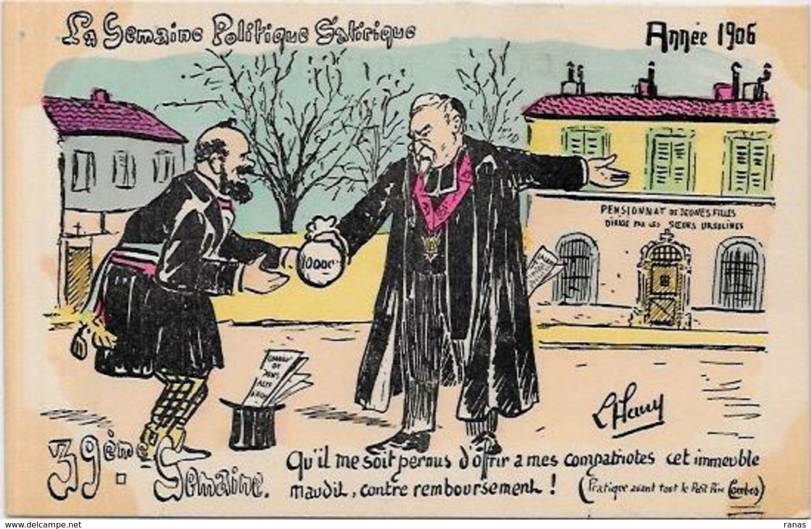 CPA FLEURY La Semaine Politique Satirique 1906 Non Circulé Franc Maçonnerie  Combes Séparation - Philosophie & Pensées