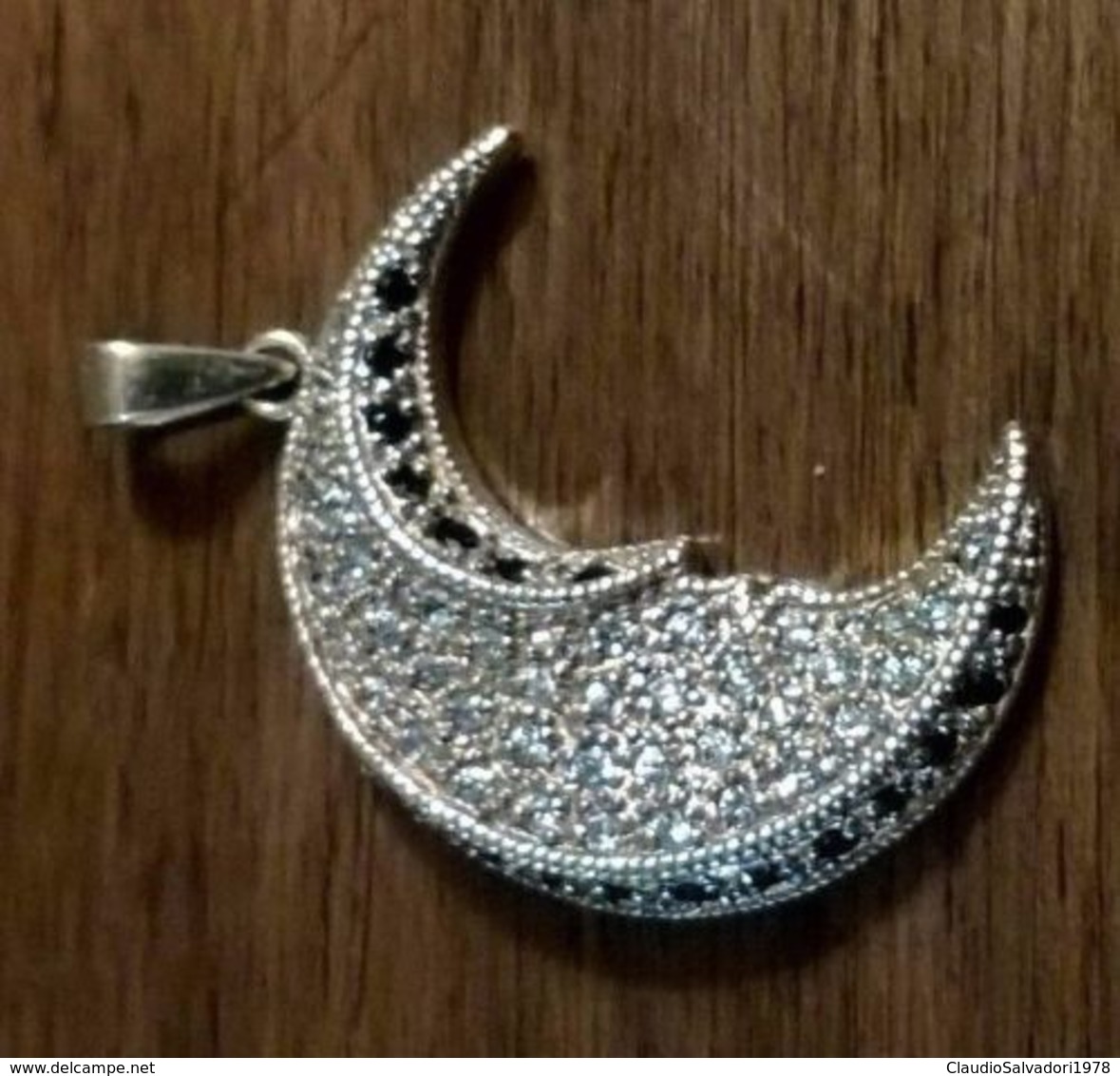 Pendente E Collana In Argento 925 Dorato Con Swarovski A Forma Di Luna - Idea Regalo - Brooches