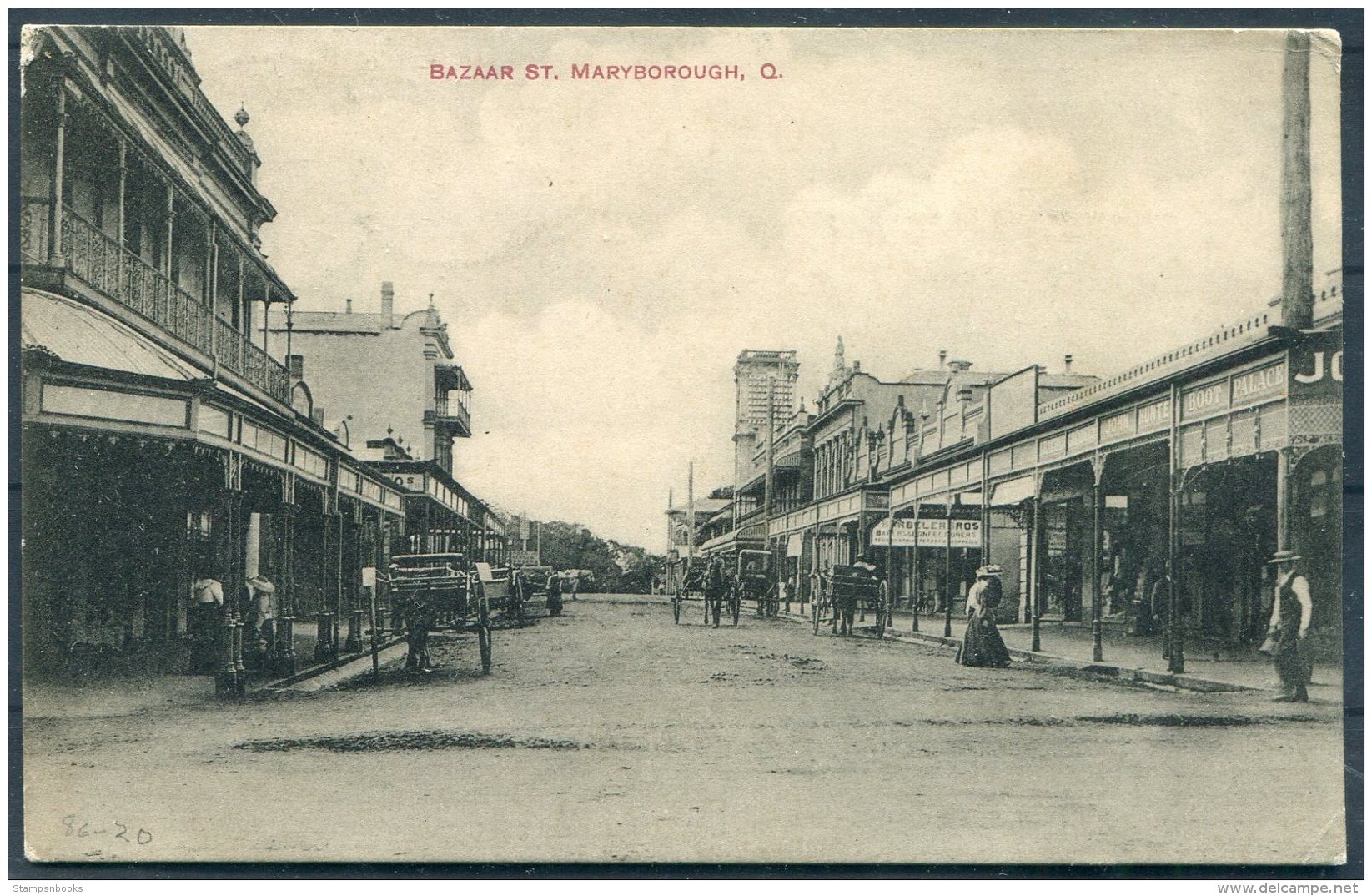 1909 Queensland Bazaar Street, Maryborough Postcard - New York, USA - Storia Postale