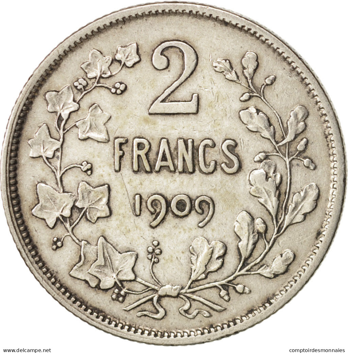 Monnaie, Belgique, 2 Francs, 2 Frank, 1909, TTB, Argent, KM:58.1 - 2 Frank