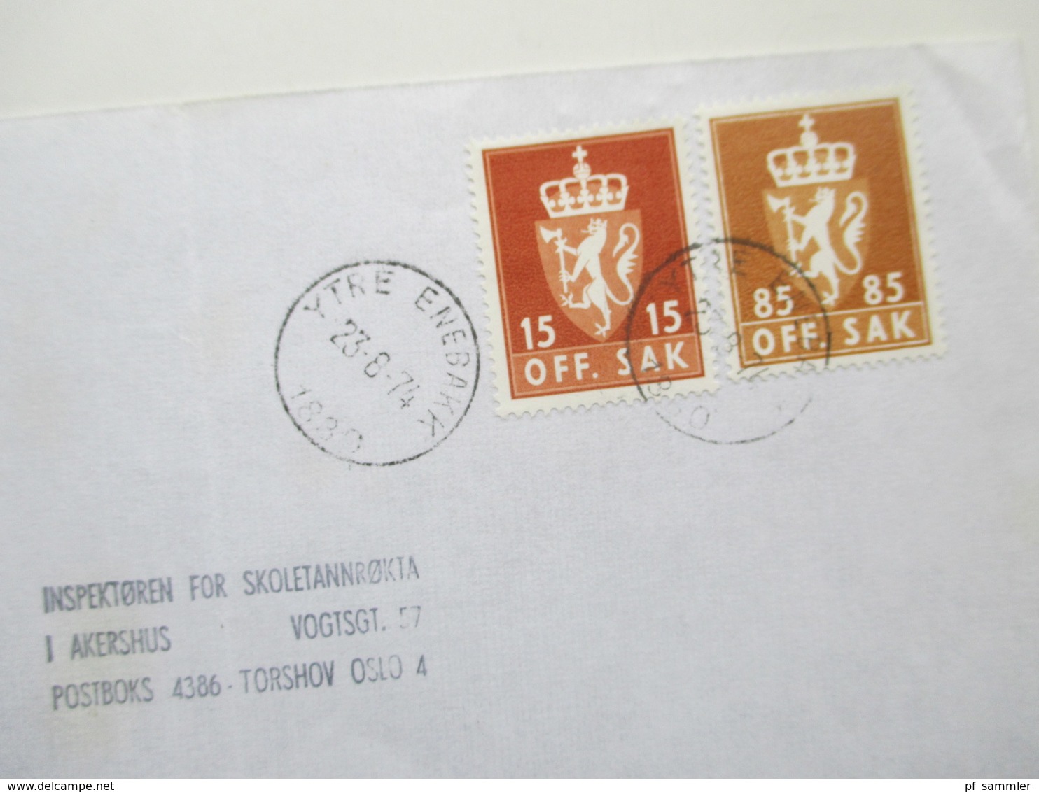 Norwegen 1972 Dienstmarken 5 Belege Inspektoren For Skoletannrokta Akershus. Off. Sak - Officials