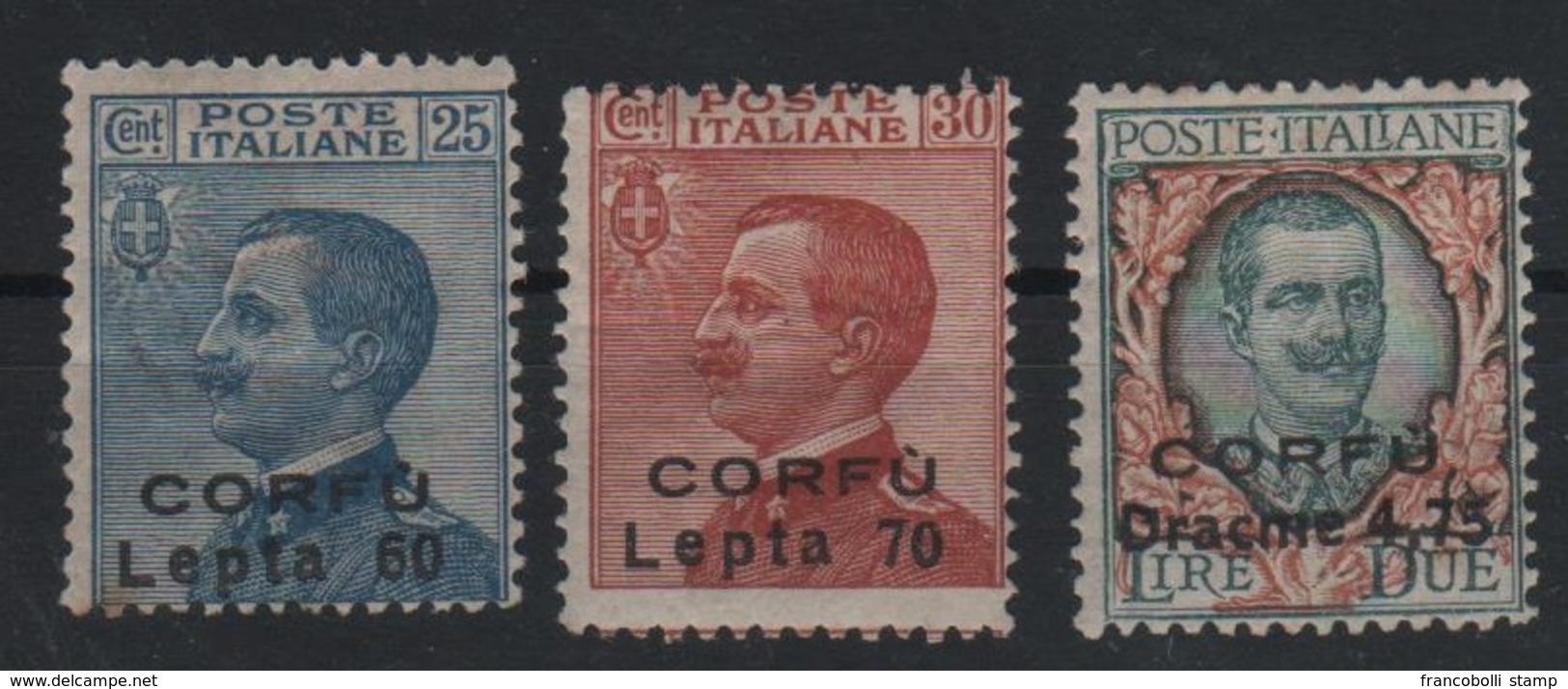1923 Occupazione Corfù Francobolli D'Italia Sopr. CORFU Serie Cpl MLH Non Emessi - Corfou
