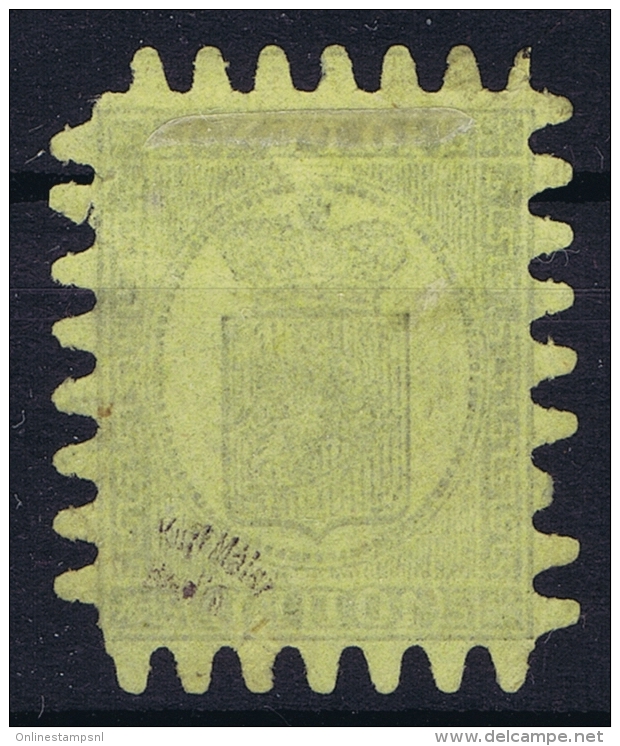 Finland : Mi Nr 7cz Strogelbpapier  Obl./Gestempelt/used  1866 - Oblitérés