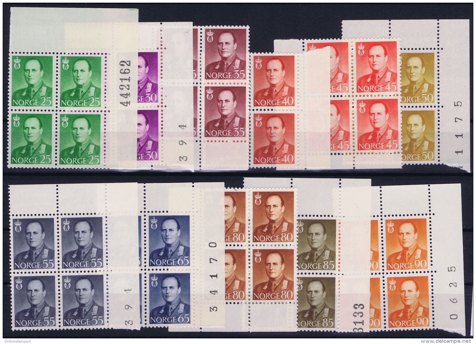 Norway : Mi Nr 418 - 427 + 450    Postfrisch/neuf Sans Charniere /MNH/** 1958 Blocks Part With Numbers - Ongebruikt