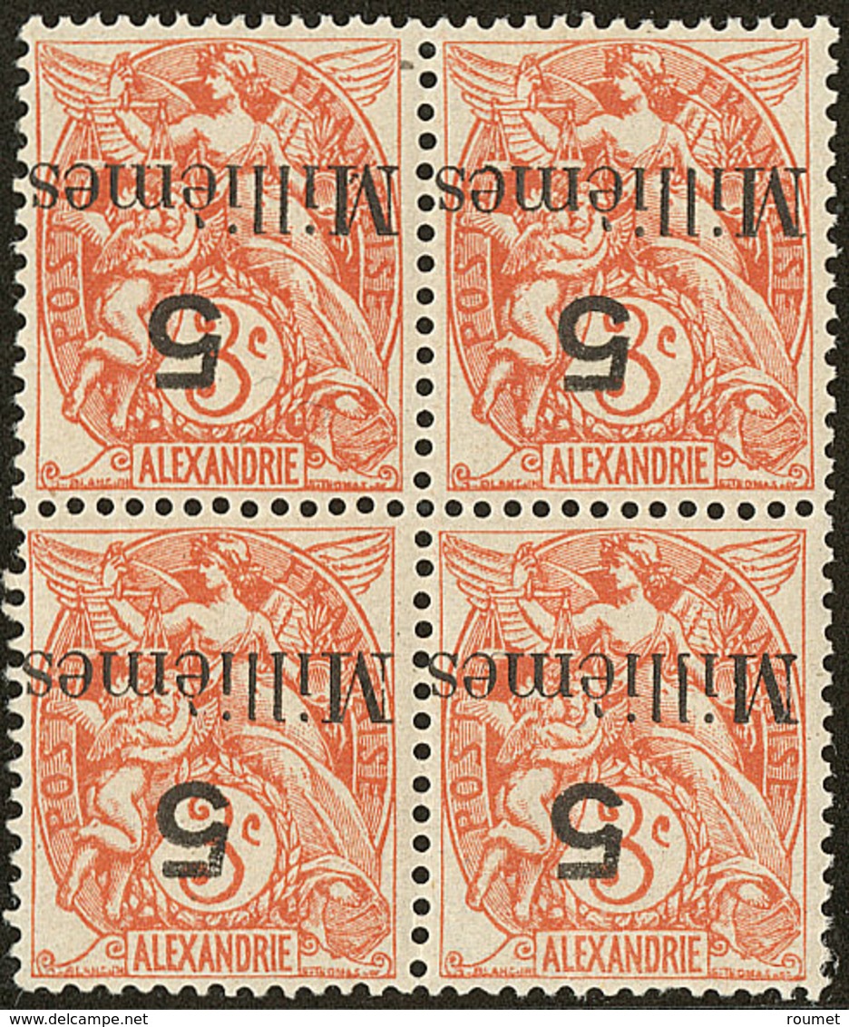 ** Variété "Miilièmes". Surcharge Renversée. No 38d, Bloc De Quatre, Superbe. - R - Autres & Non Classés