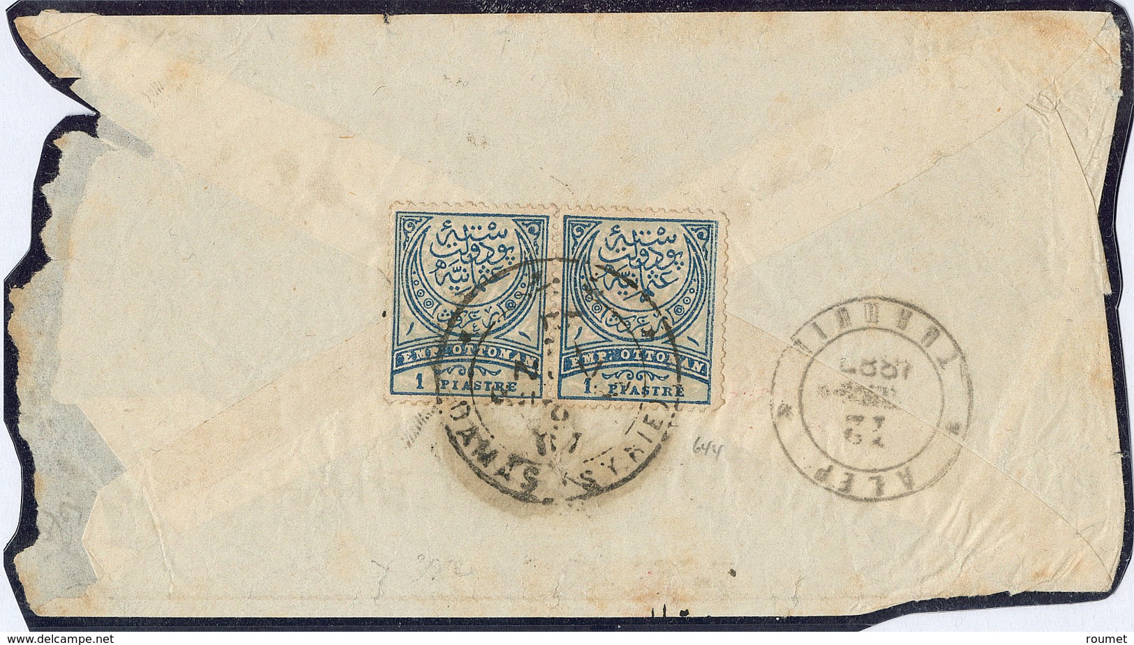 LETTRE Précurseurs. Turquie 57 Paire Horizontale Obl Damas Au Verso D'une Enveloppe (déchirures) Avec Cad Alep 1887. - T - Other & Unclassified