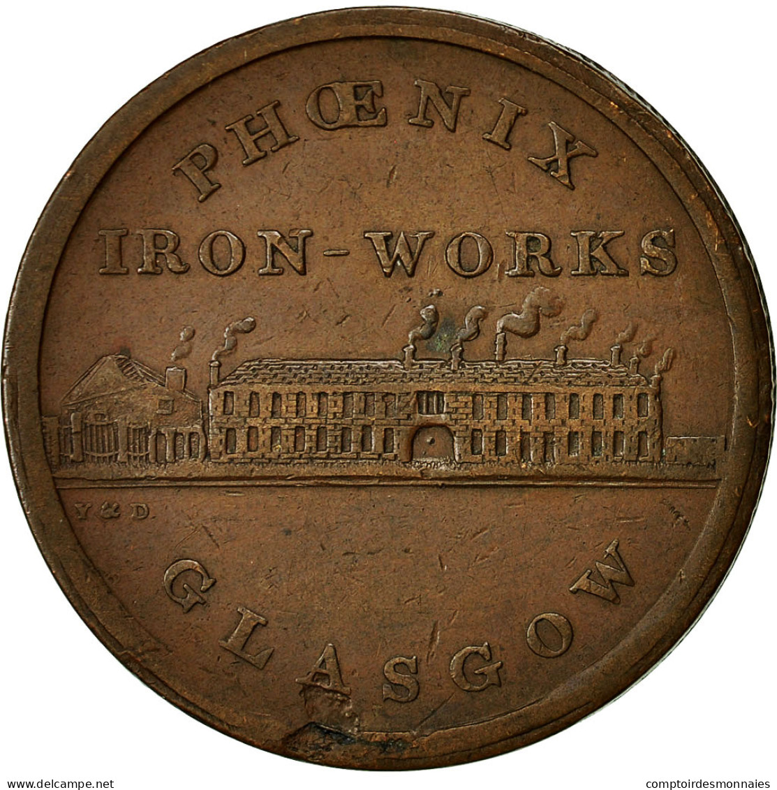 Monnaie, Grande-Bretagne, Phoenix, Iron-Works, Glasgow, Penny Token, 1813, TB+ - C. 1 Penny