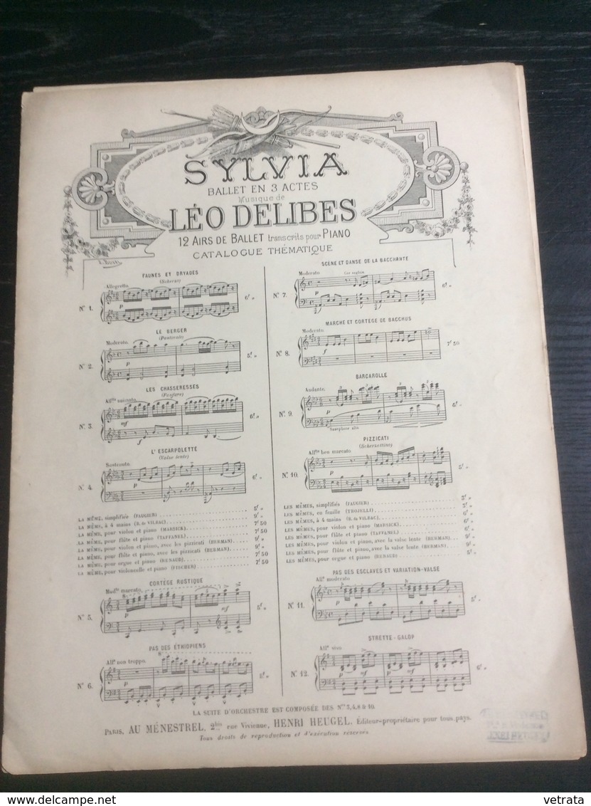 Partition : Sylvia De Léo Delibes (Au Ménestrel - 5 Pages - Début Du Siècle Dernier) - M-O