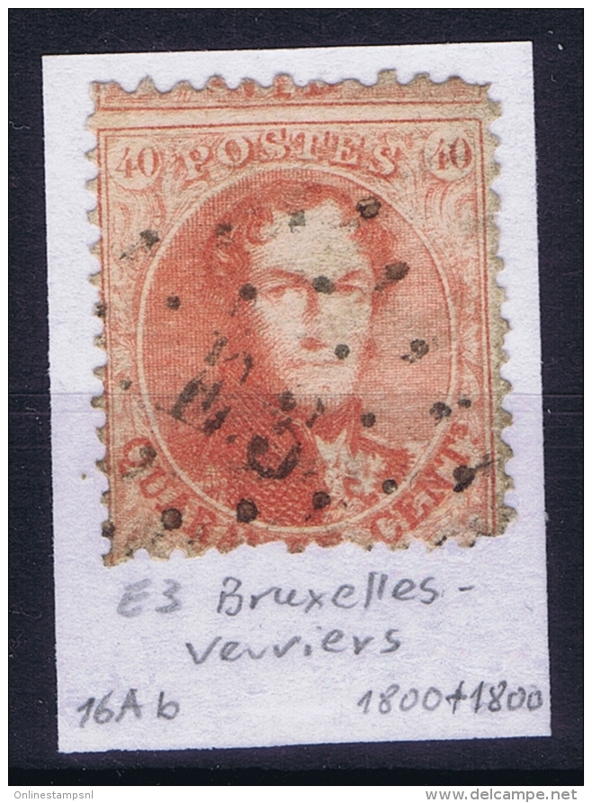 Belgium: OBP 16 Cancel E3 Bruxelles - Verviers - 1863-1864 Médaillons (13/16)