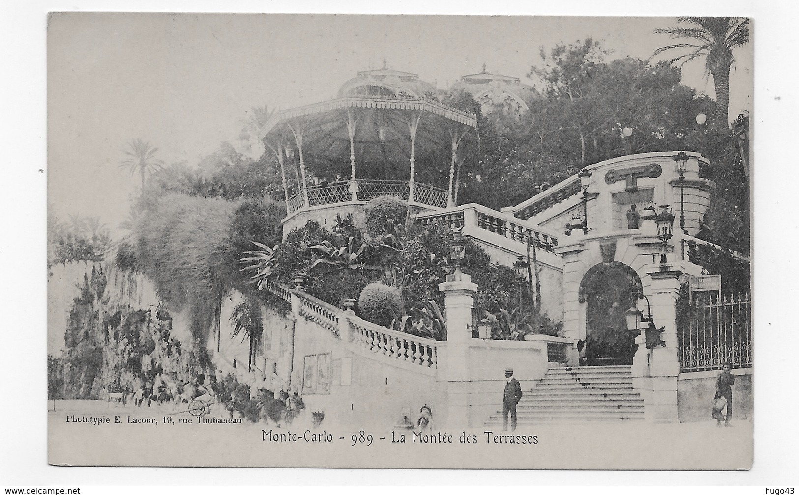 MONTE CARLO - N° 989 - LA MONTEE DES TERRASSES AVEC PERSONNAGES - CPA NON VOYAGEE - Les Terrasses