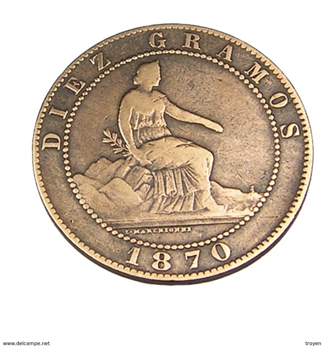 10 Centimos -  Espagne -1870 Om - Cuivre - TB+ - - Münzen Der Provinzen