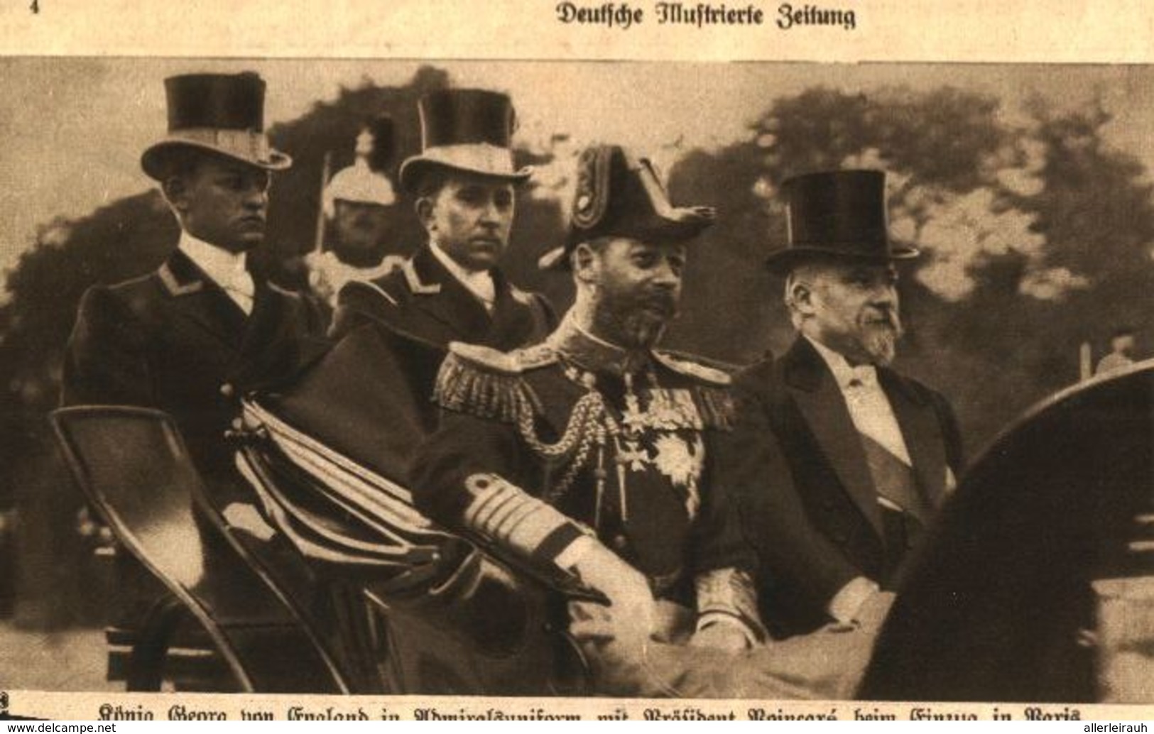 König Georg Von England In Admiralsuniform Mit Präsident Boincaré  / Druck, Entnommen Aus Zeitschrift / 1914 - Colis