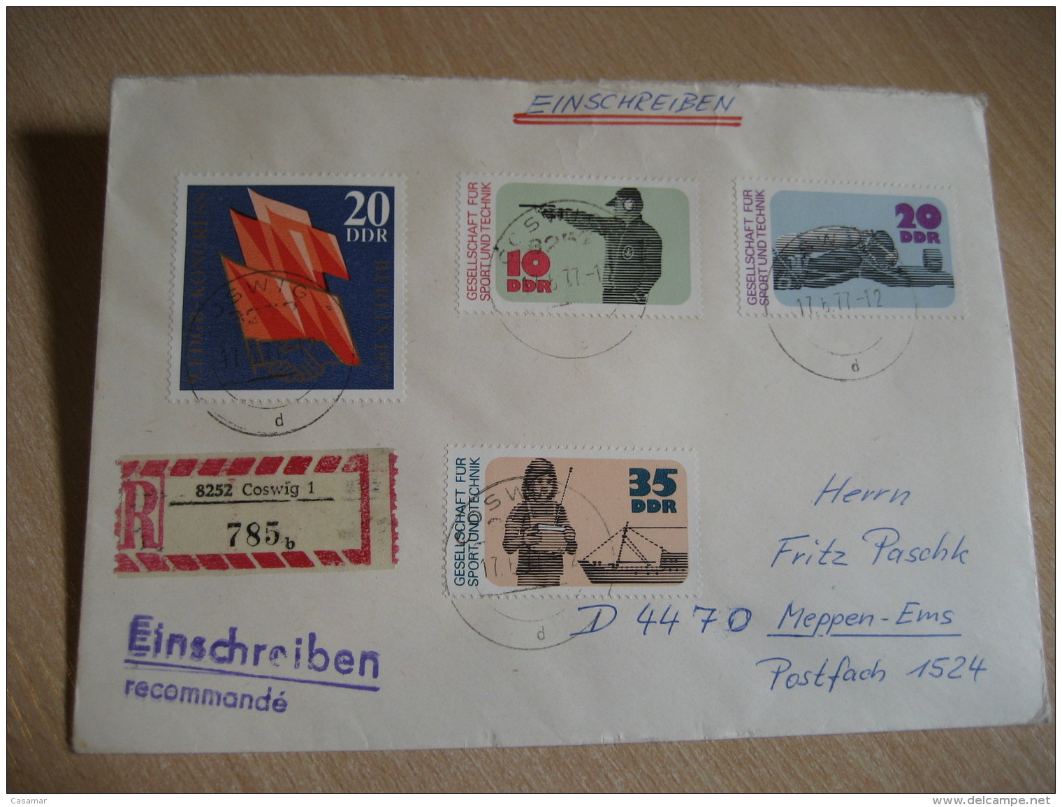 DIVING Coswig 1977 Cancel Registered Cover DDR GERMANY - Immersione