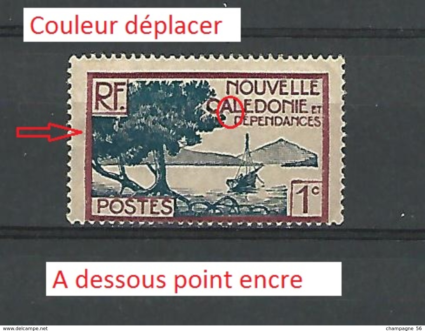 Variétés 1928 N°139 OCÉANIE NOUVELLE CALÉDONIE  BAIE DE LA POINTE DES PALÉTUVIERS  NEUF SANS GOMME DOS CHARNIÈRE - Unused Stamps