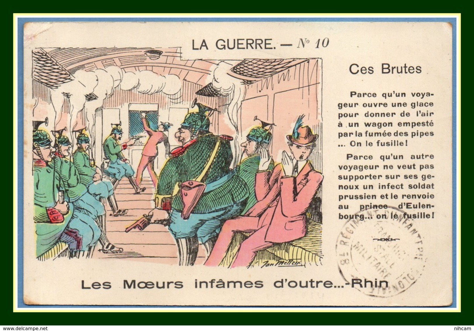 CPA Illustr Metteix La Guerre N° 10 Ces Brutes Voy Cachet FM 8é Régt D'Infanterie Coloniale Guerre 1914 (pli HG) - Metteix