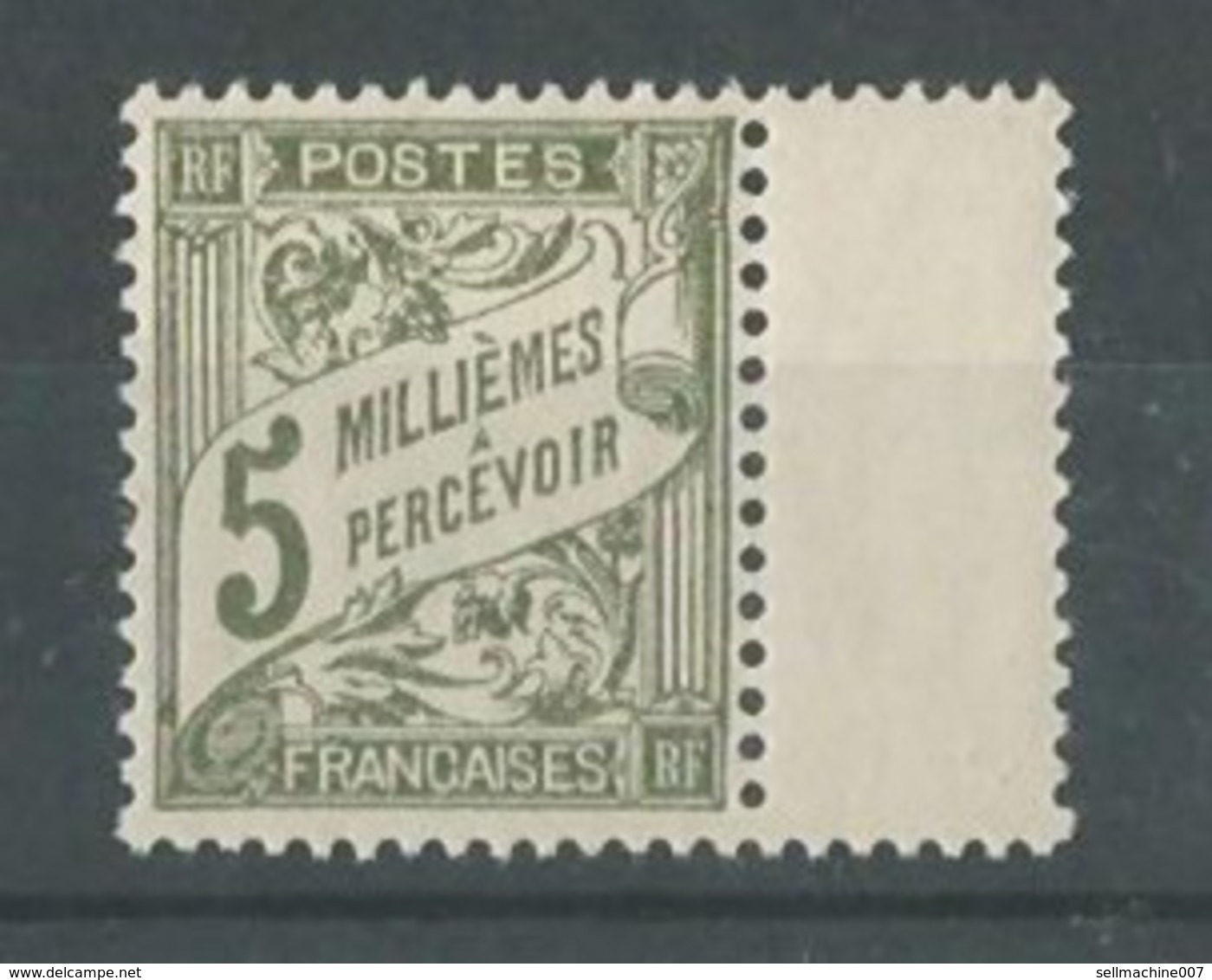 EGYPT FRANCE 1921 ISSUE POSTAGE DUE MNH 1928 - 1930 FRENCH POST OFFICES ALEXANDRIA 5 M MARGIN GREEN SG D93 - 1915-1921 British Protectorate