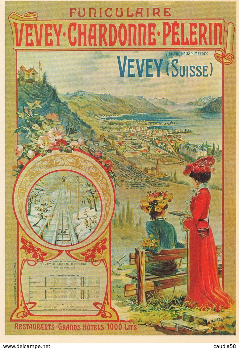 Reproduction Affiche Pour Le Funiculaire Vevey-Chardonne-Pélerin. - Chardonne