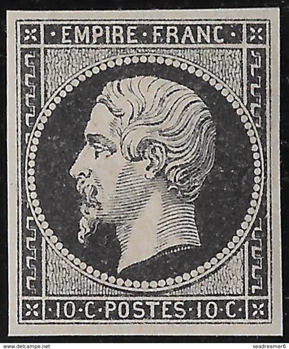 1853 Louis Napoléon III N°13** Essai En Noir Sur Papier Blanc Pleine Gomme Rare - Otros & Sin Clasificación